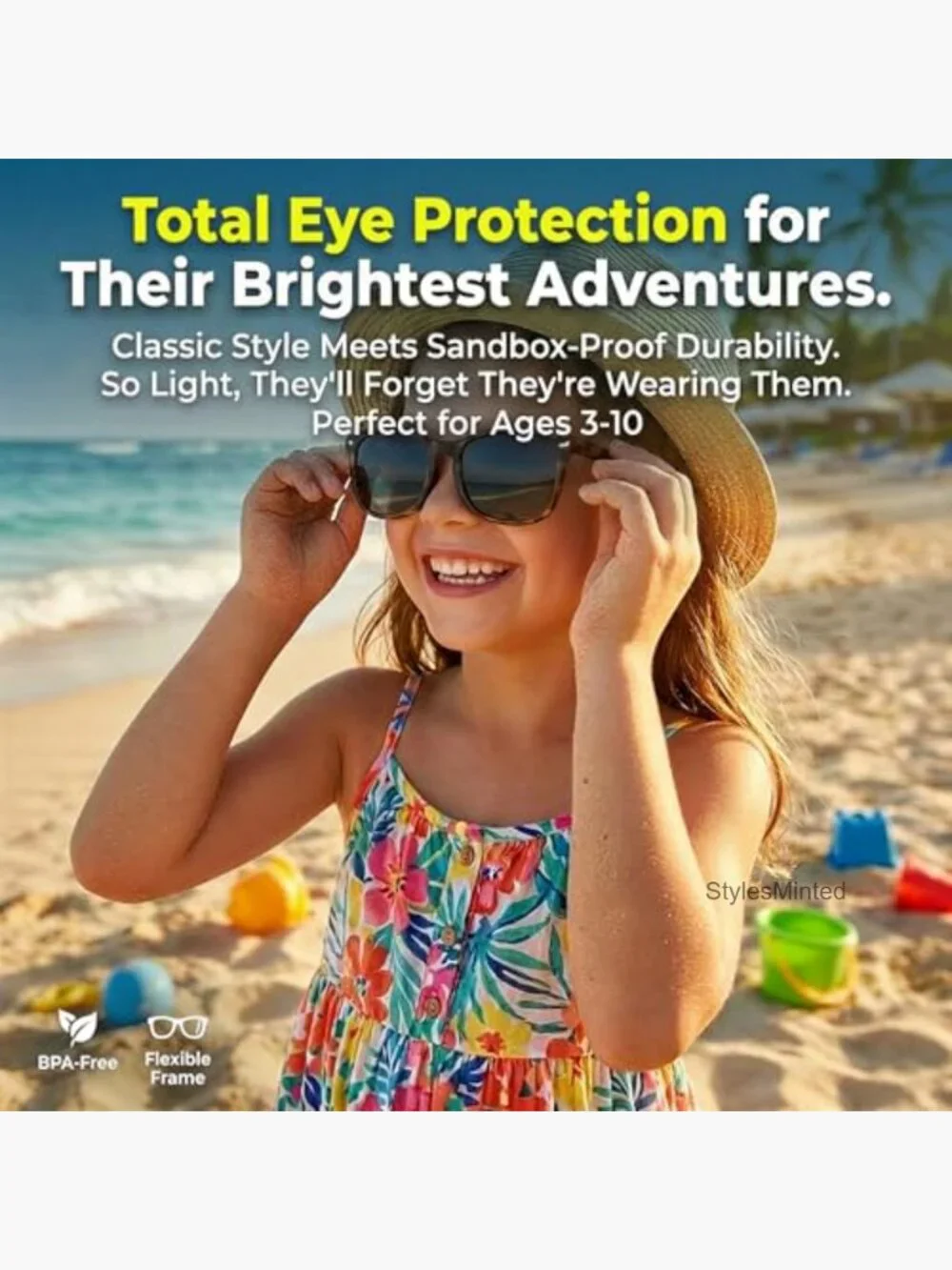 Kids Polarized Sunglasses Flexible Youth Glasses for Ages 3-12